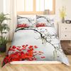 Cherry Blossoms Duvet Cover King for Women Ink Painting Black White Comforter Cover Romantic Theme Bedding Set with 2 Pillowcase