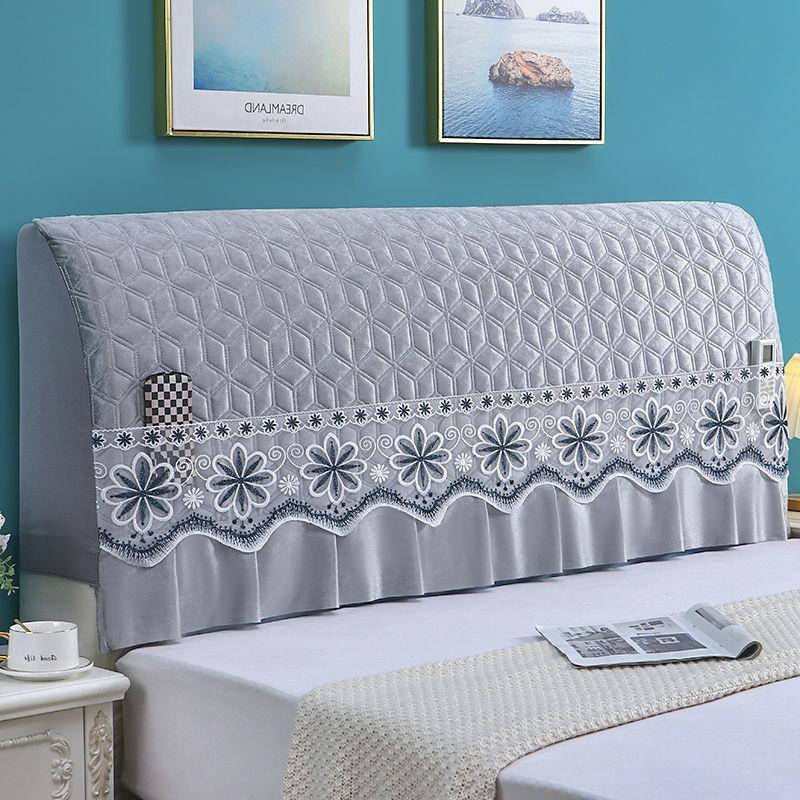 European-style Printing Full Surround Headboards Protector Case Solid Color Quilting Bed Head Cover Bedding Bedside Dust Cover