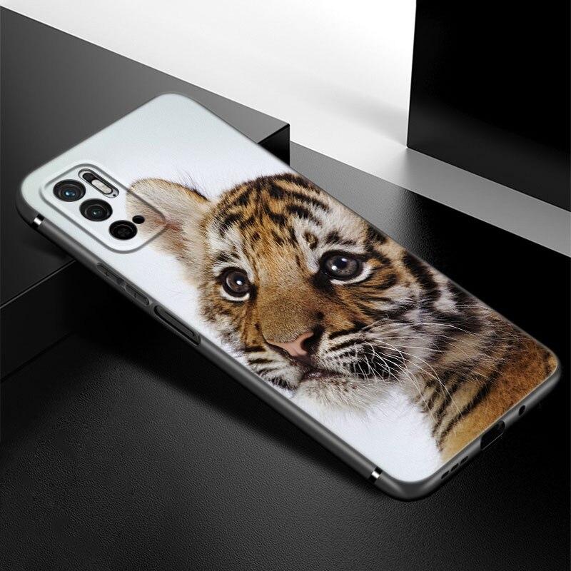 Cute Little Tiger Phone Case For Xiaomi Redmi Note 7 8 8T 9 9S 10 10S 10T 11 11S 4G 11E 11T Pro 5G Soft TPU Black Cover
