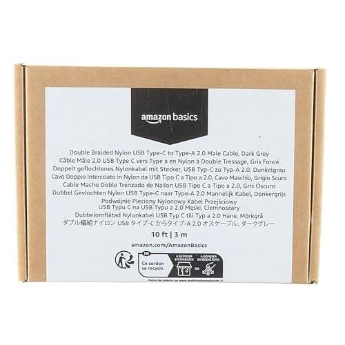 Basic USB C Cable (USB-C to USB-A 2.0) Fast Charging Nylon Braided Cord Speed ??480Mbps USB-IF Certified for Apple iPhone 15/iPad/Samsung Galaxy/Table