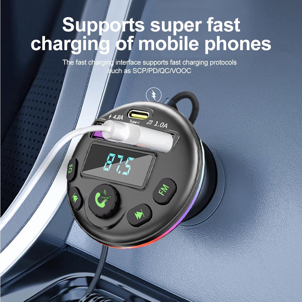 Q21 Fast Charge Bluetooth Car Charger & MP3 Player with 3-Port Cigarette Lighter