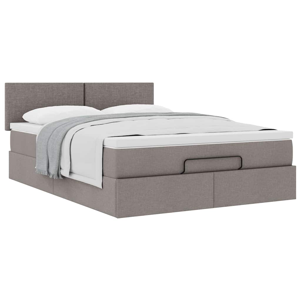 Ottoman Bed with Mattress Taupe 140x190 Cm Fabric