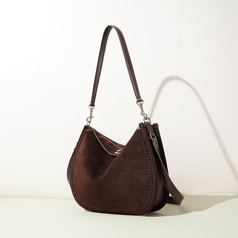 New European and American Retro Commuting Simple Messenger Bag Frosted Cowhide Autumn and Winter Versatile Fashion Leather Shoulder Armpit Bag