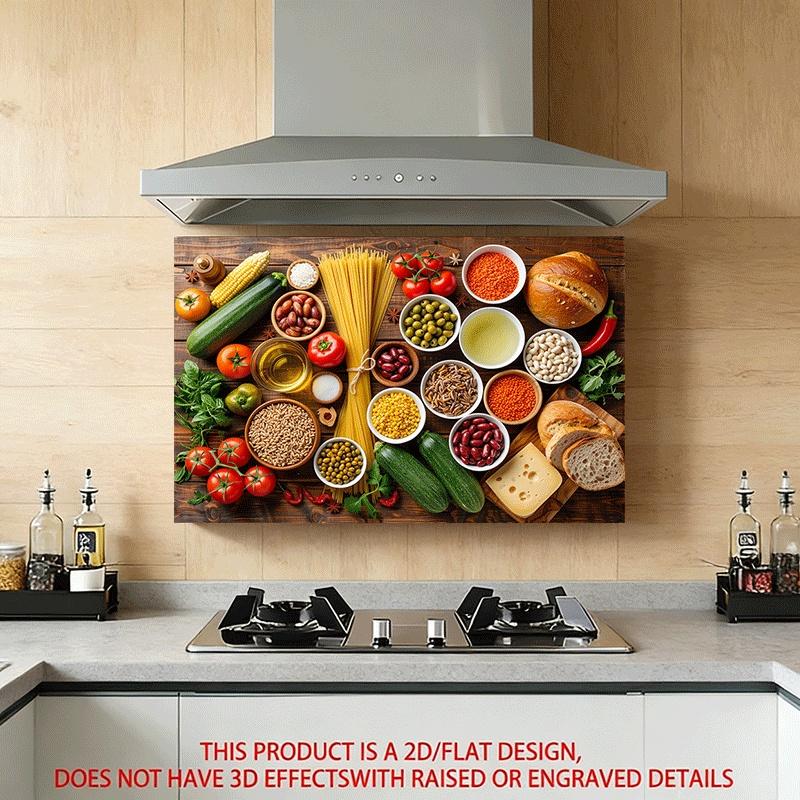 1 Pc 2D Flat Printed Self Adhesive Kitchen Wall Sticker 60 x 90 cm Food and Vegetable Theme for Kitchen Dining Room Decor