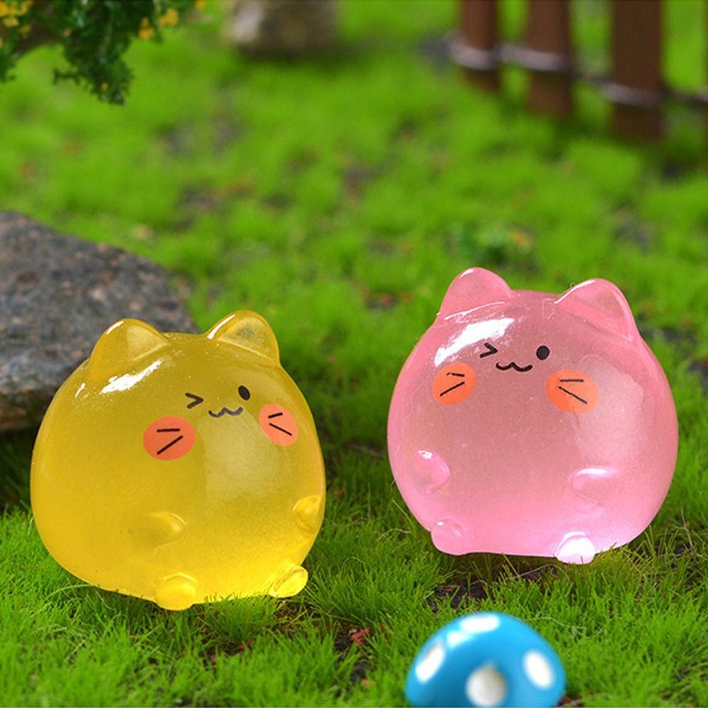 10pcs Glow in Dark Cat Figurines Miniatures Cartoon Mini Cat Statue  Fairy Garden Decorations