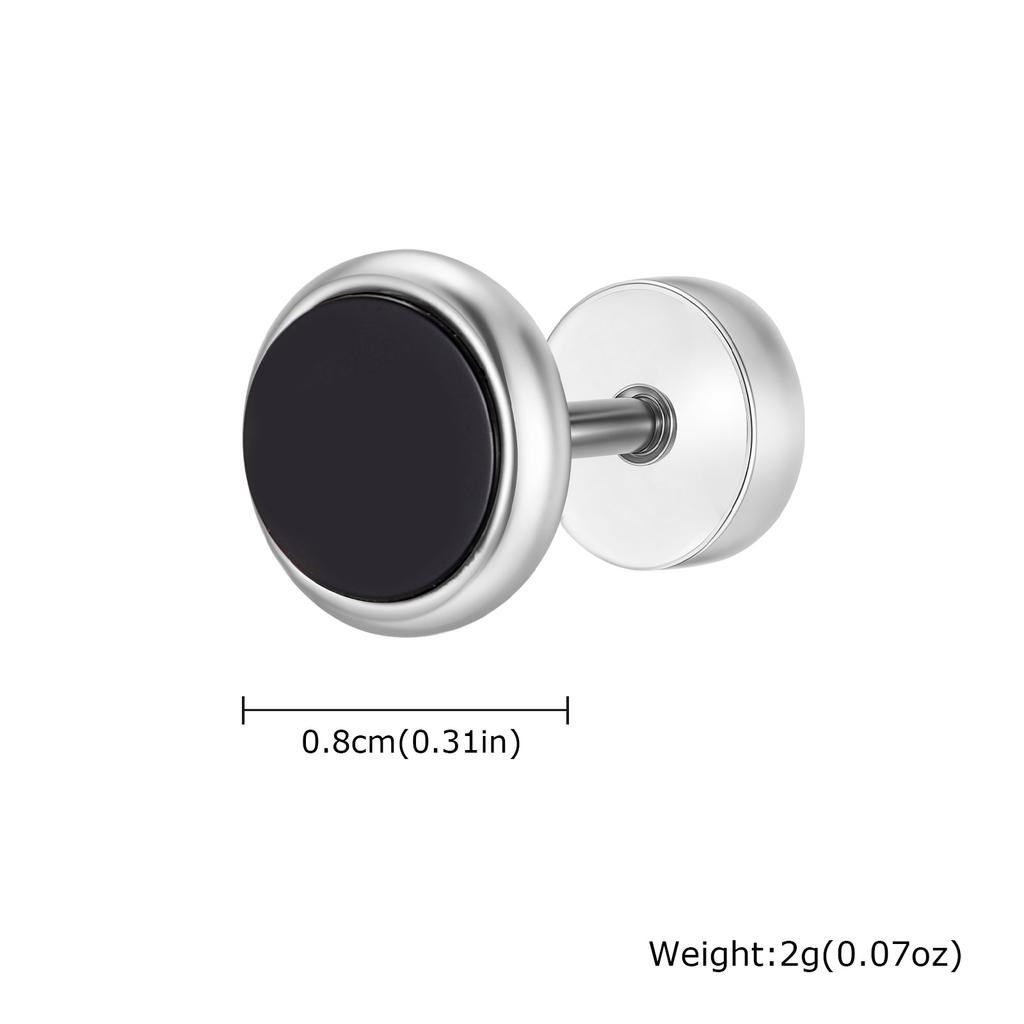 Small Round Natural Stone Stud Earring for Men,Hypoallergenic Stainless Steel Stud Earrings,Hip Hop Fashion Jewelry Gift