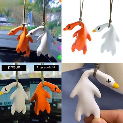 Conjunto de 2 Chaveiros Realistas de Pato Assado com Cor Sensível à Temperatura Pendente de Bolsa da Moda para Decoração de Chaves e Bolsa
