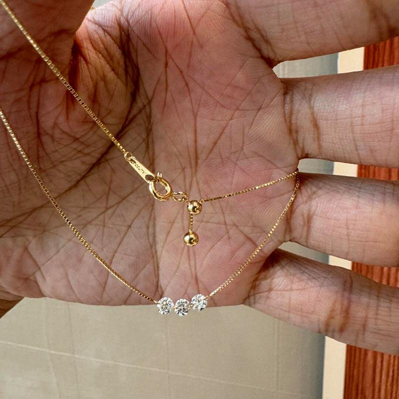 Colar Fino com Zircônia para Mulheres Corrente Delicada para Clavícula Joias Elegantes Presentes Casamento Atacado
