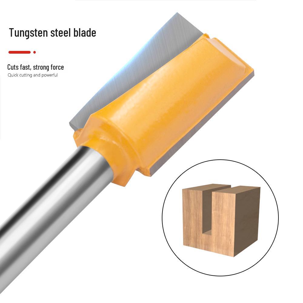 8-Piece Yellow Woodworking Router Bit Set: Patterned, Bottom Cutter, Carving, Chamfering, Countertop Milling.