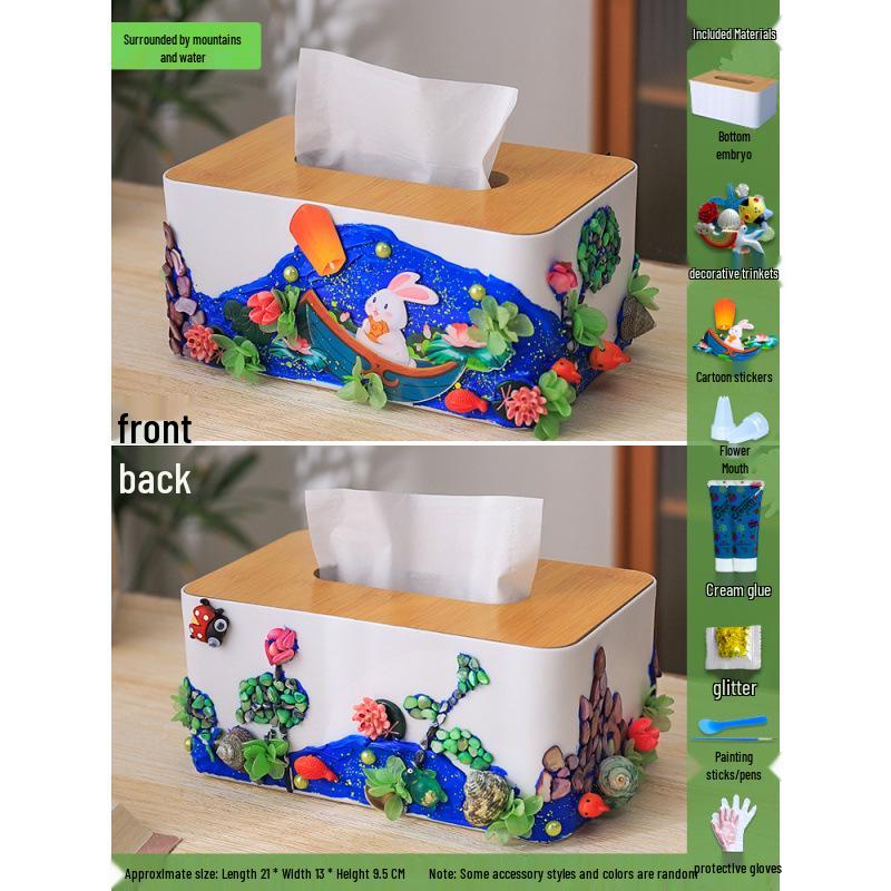DIY Ručně vyráběná krabička na kapesníky s krémovým lepidlem: Interaktivní projekt pro rodiče a děti jako kreativní dárek nebo dekorativní ozdoba