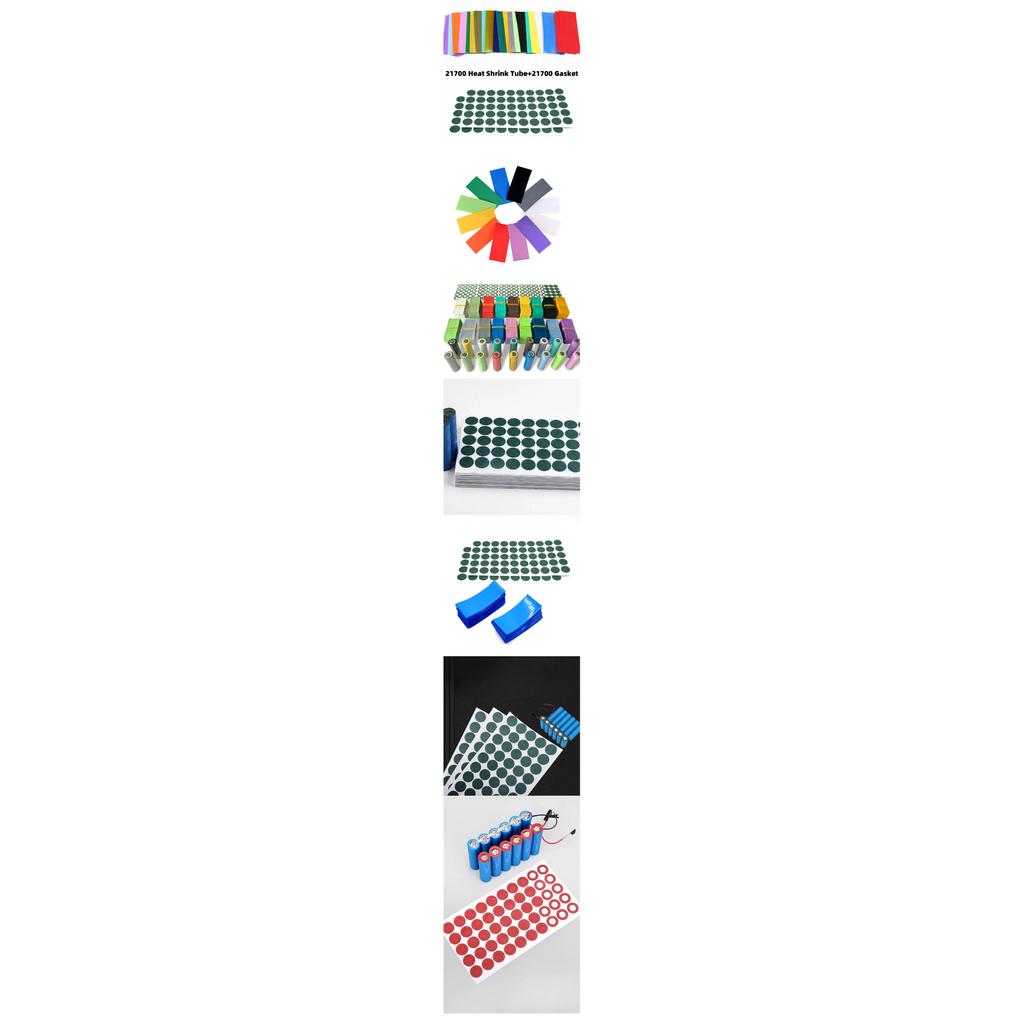100PCS 21700 Battery Wrap Sleeve Heat Shrink Tube + 100PCS Barley Paper Rings Shrinkable Insulated Skin PVC FilmTape Cover Pipe