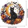 Halloween Black Cat Moon 5D Diamond Art Hanging Ornament Kit Double Sided