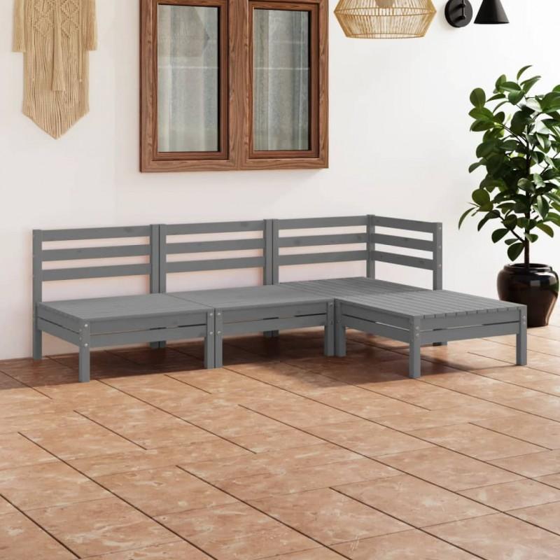 Day and Night - Day and Night Garden Furniture Set 4 Pieces Solid Gray Pine Wood