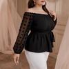 Plus Size Women's Elastic Waist One-Shoulder Long-Sleeve Shirt - Spring/Autumn Age-Reducing Style