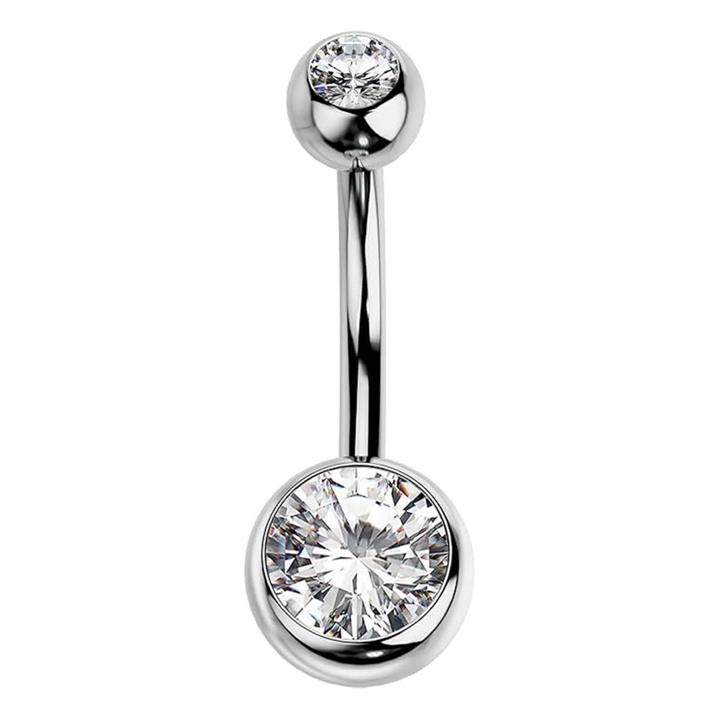 

Кольцо для пупка с инкрустацией из титана и циркония G23, сплав F136, украшения для пирсинга с внешней резьбой 1.6*14 mm