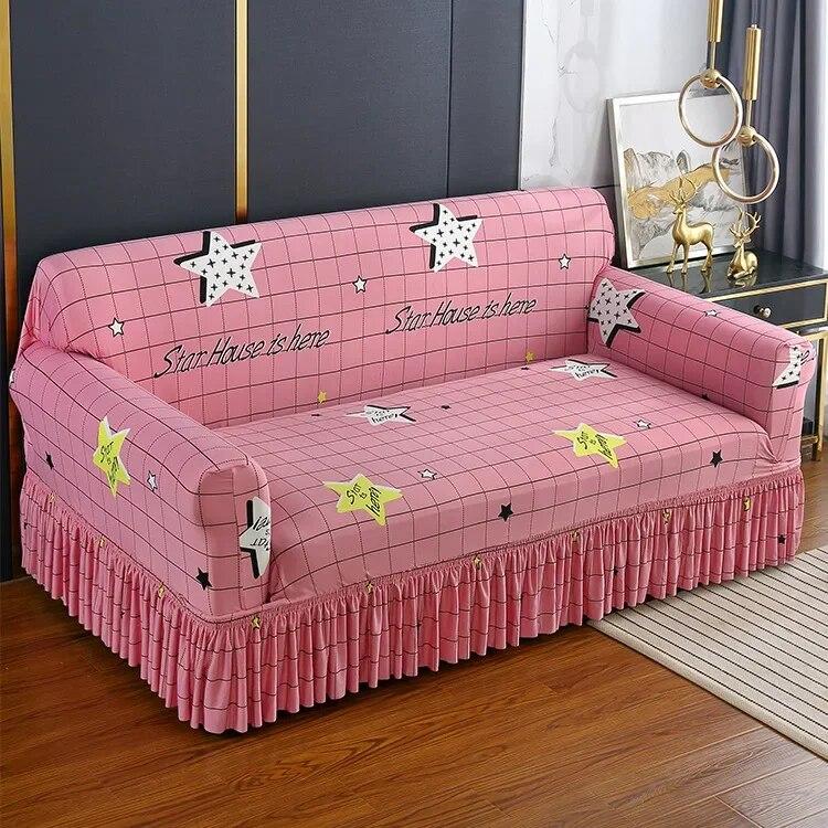 Pletené elastické potahy na pohovku s potiskem do obývacího pokoje se sukní Natahovací křeslo Pohovka Potah na rohy 1/2/3/4 sedadel