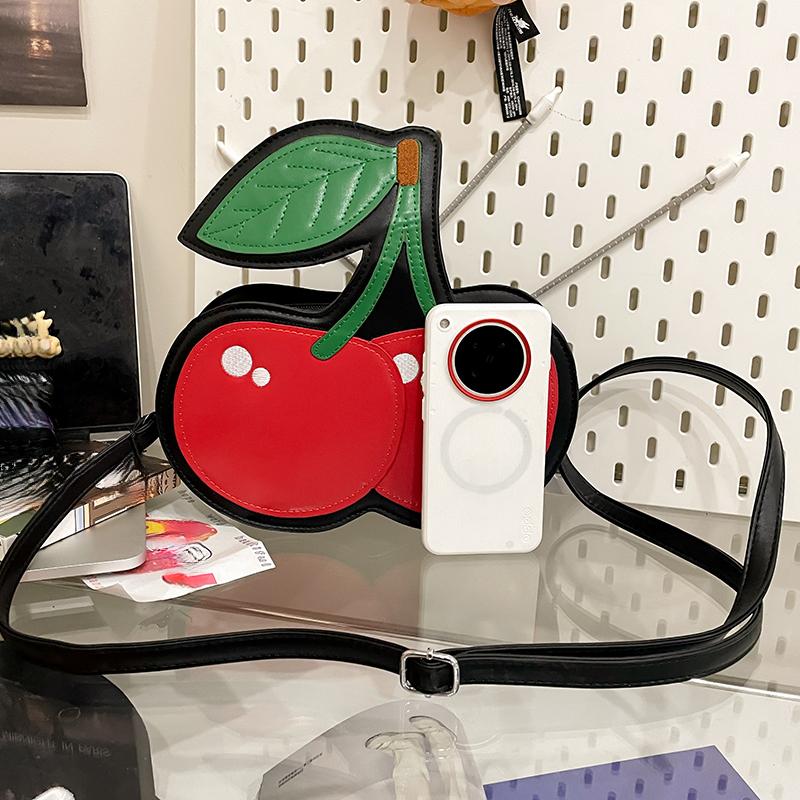 Kawaii Fashion Cherry Shape Clutch Bag Ladies Small Capacity Waterproof Red Fruit Crossbody Bags For Women Creative PU Shoulder Pouch Purse