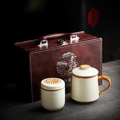 Ru Kiln Ceramic Tea Set Office Cup With Filter Tea Can Business Event Gifts High-End Gift Box