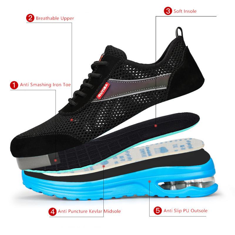summer breathable mesh safety shoes anti puncture safety sneakers steel toe work boots construction work shoes for man women