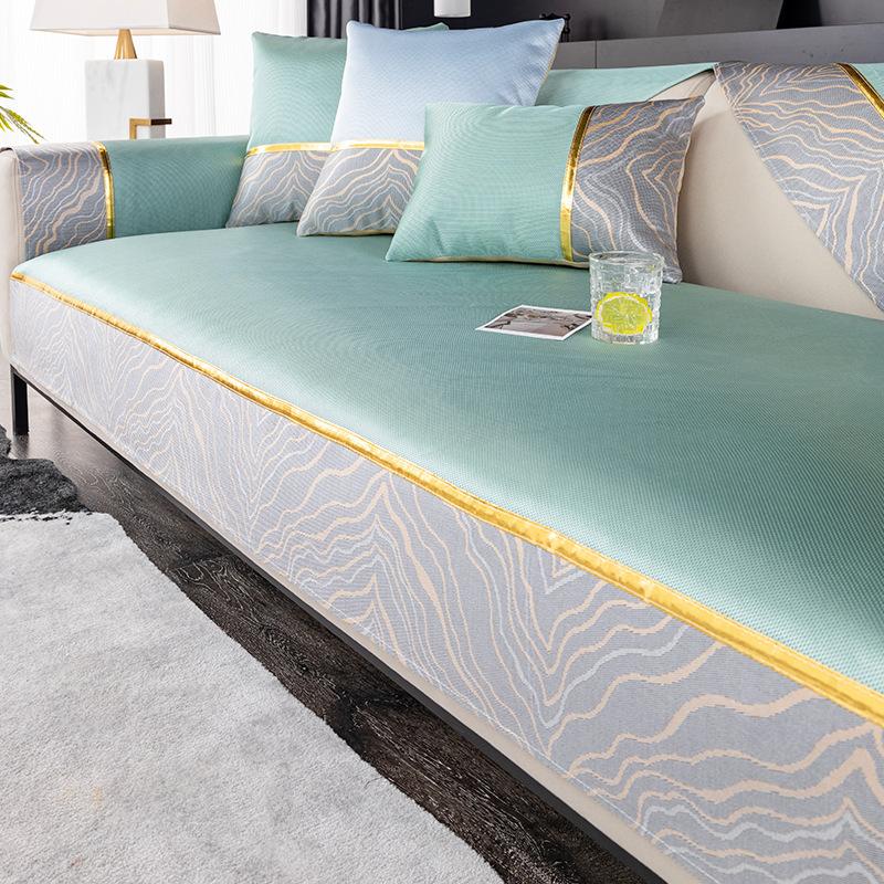 Sommer Eisseide Sofakissen Rutschfeste Matte Sitzkissen Neue leichte Luxus Einfache Leder Sofabezug Bezug Stoff Handtuch