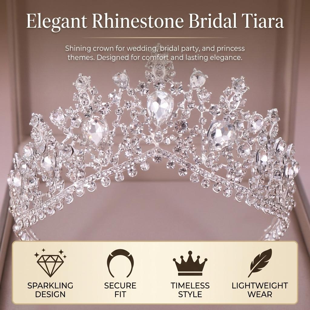Bridal Alloy Elegant Rhinestone Crown For Wedding Party