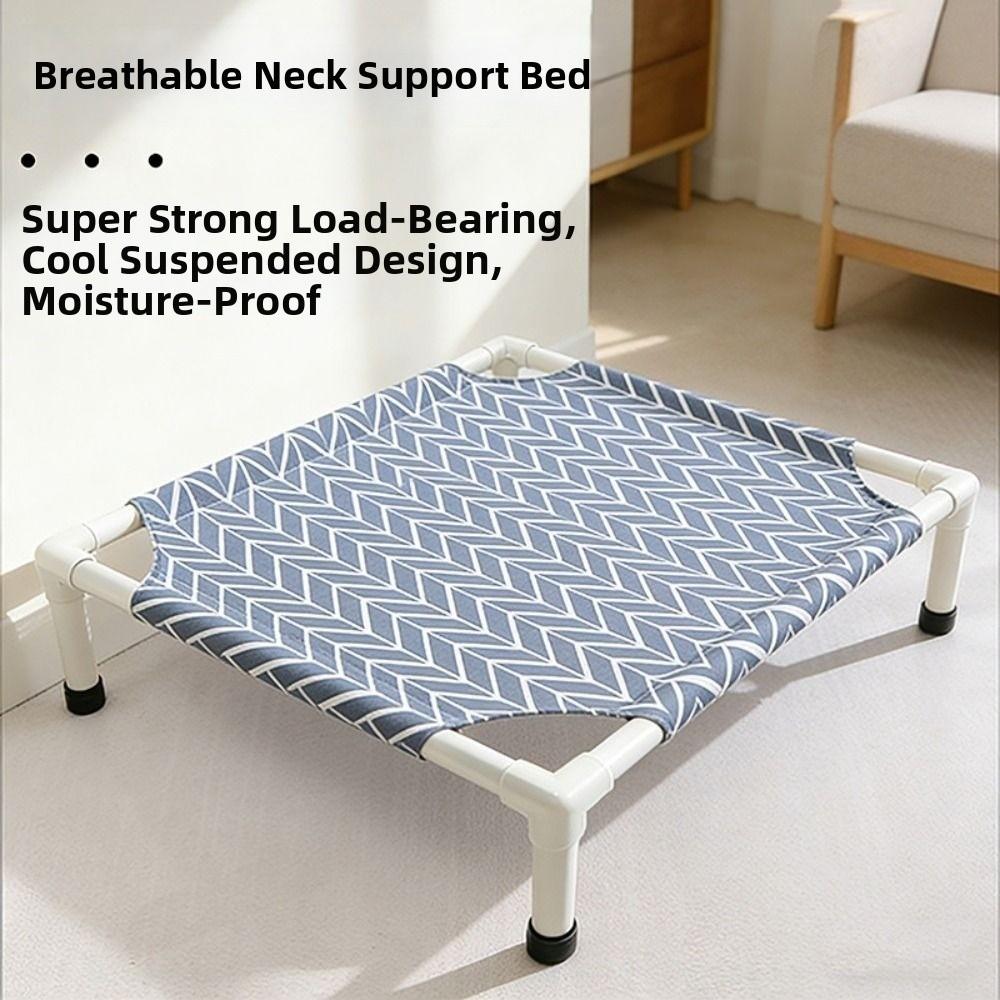 Durable Detachable Cat Elevated Bed Comfortable Breathable Pet Camping Bed Cute Cartoon Cat Sleeping Bed Travel Portable