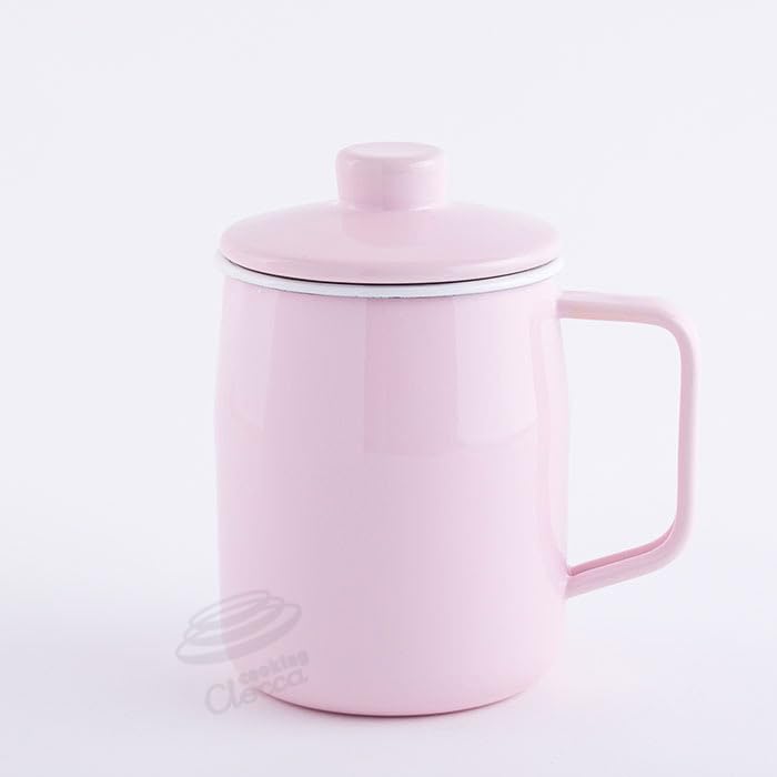 

Fuji Enamel Oil Pot, 1.0L, Double-Layered Strainer, OP-1.0L.CP, Pink