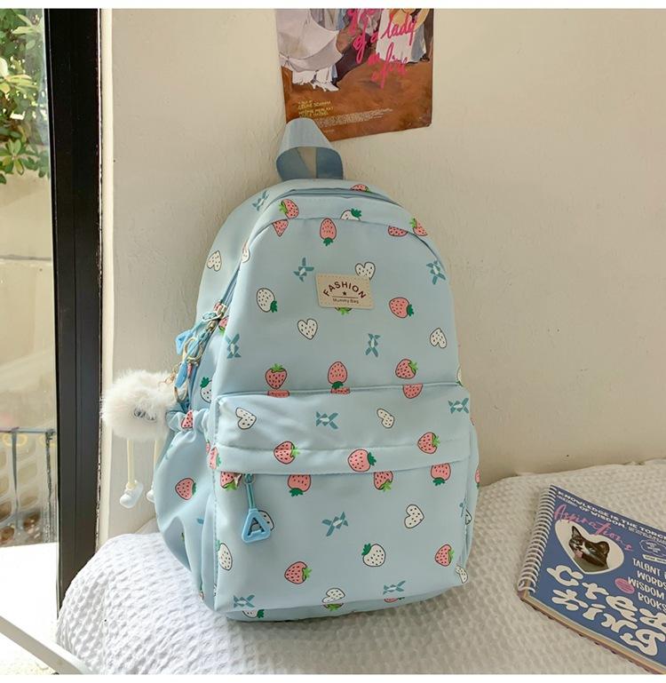 Schoolbag new high-value Japanese ins fresh and sweet strawberry backpack junior high school students lightweight travel spring outing backpack