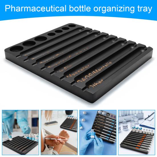 Aesthetic Practitioner Injector Tray with 8 Slots 7 Grids Professional Cosmetician Nurses Label Vial Holder Injector Storage Organizer Tray
