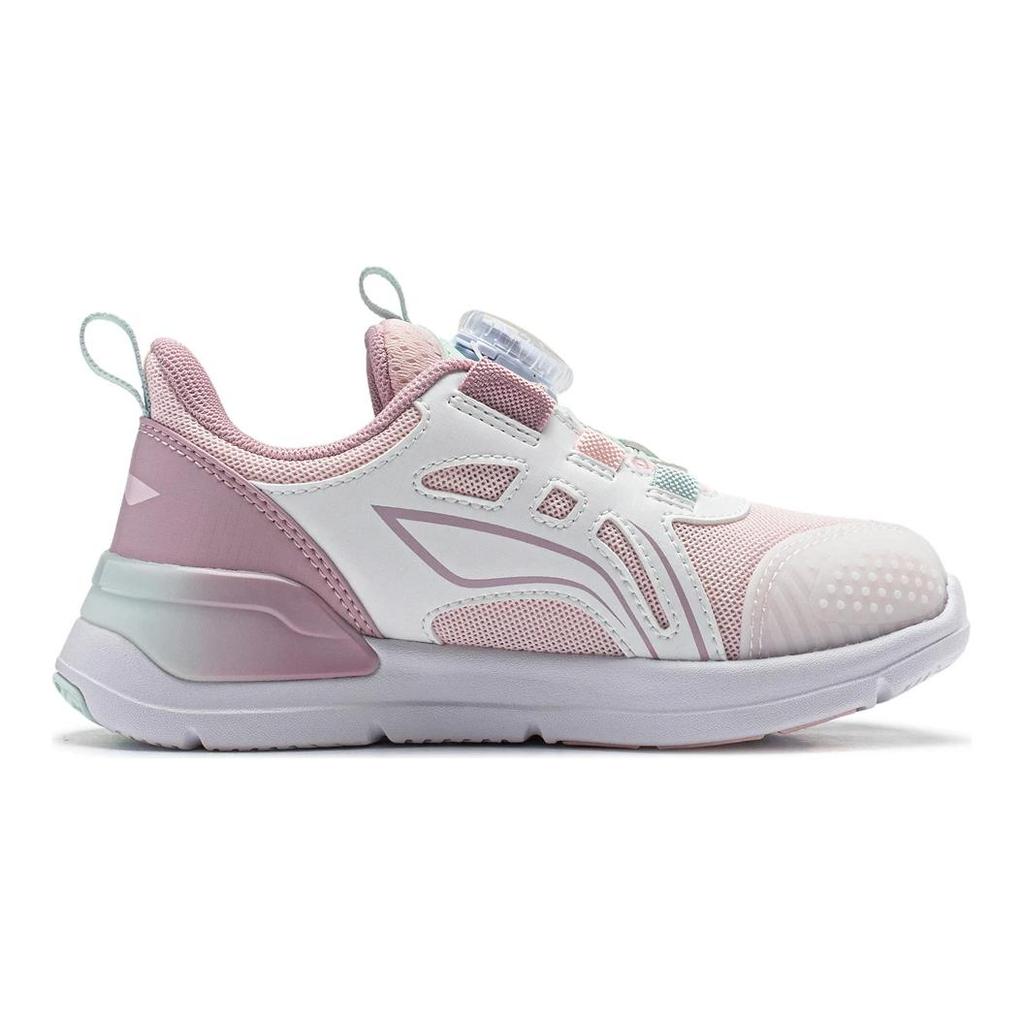 Li Ning Kids Shield Comfortable Shock Absorbing Wear Resistant Low Top Casual Shoes Kids Casual Shoes White Pink YKNU016-2