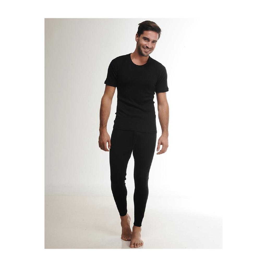 4002 Men's Black Long Sleeve Wool Undershirt