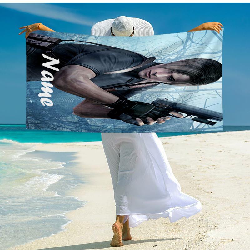 Custom Name Ultra-Soft Beach Towel with Resident Evil Theme,Ideal for Pool - Camping, Diving - Perfect Travel Essential, Vibrant Beach Towel.