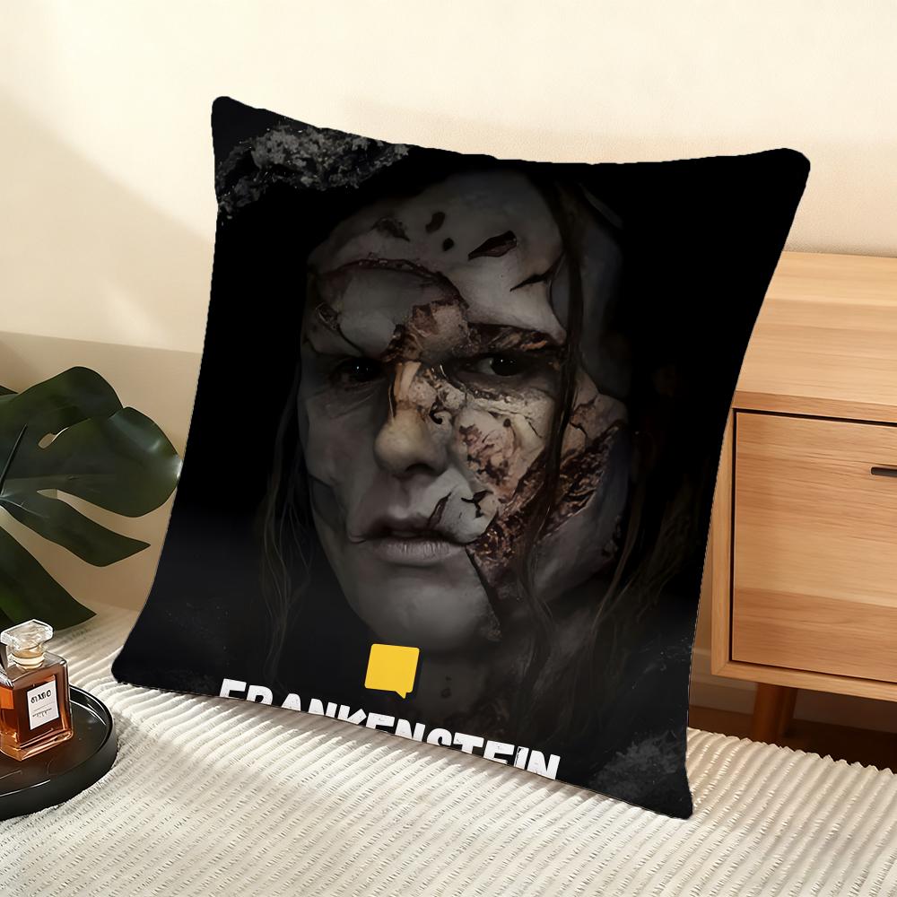 Cushion Cover Silky Short Plush Home Sofa Cushion Cover  Invisible Zipper Home Decoration Frankenstein Movie