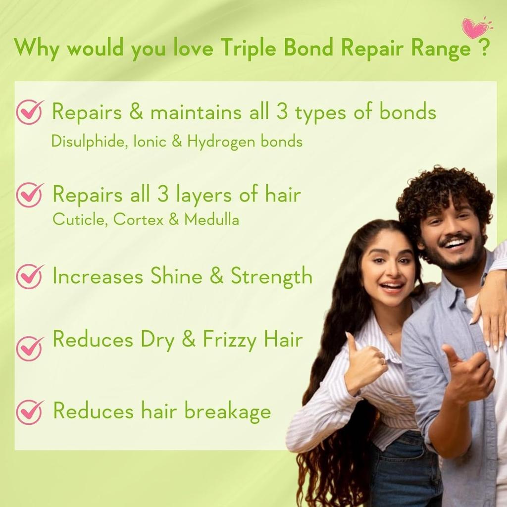WishCare Triple Bond Repair Hair Serum for Dry Frizzy Hair 100ml - Strengthen & Smooth All Hair Types