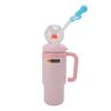 Whale Fountain Water Bottle 710ML Stainless Steel Keep Cold Insulated Drinking Cup with Handle Straw for Outdoor Travel