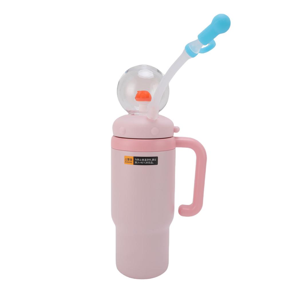 Whale Fountain Water Bottle 710ML Stainless Steel Keep Cold Insulated Drinking Cup with Handle Straw for Outdoor Travel