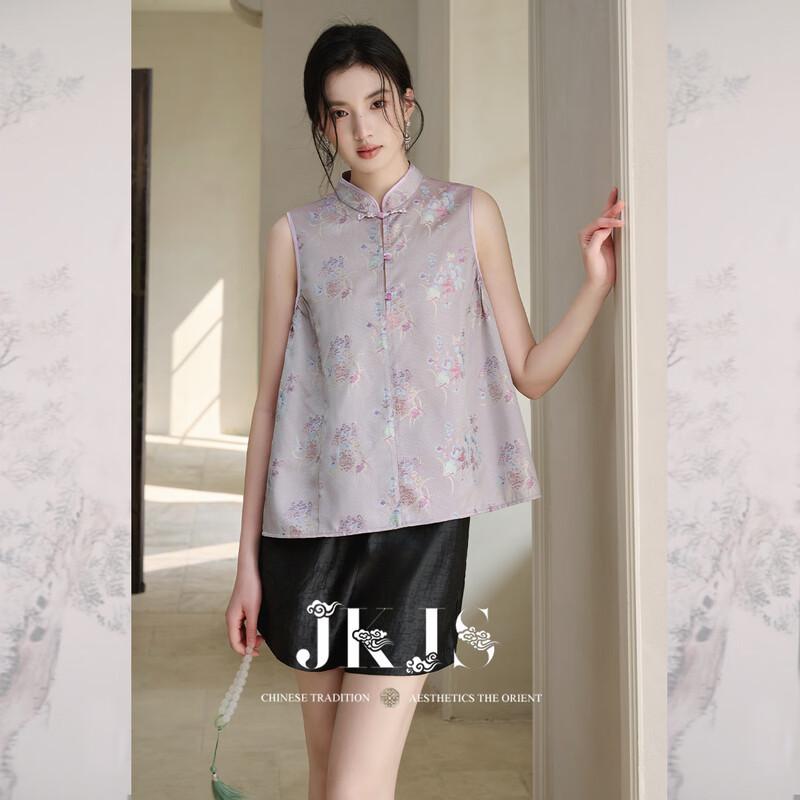 New Chinese Style Floral Sleeveless Top XL