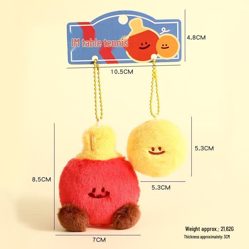Graceful Cartoon Badminton Plush Keychain Pendant - Creative Bag and Car Ornament