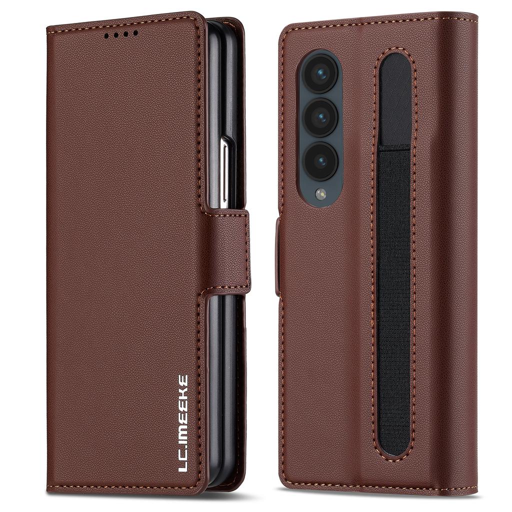 LC.IMEEKE L1 For Samsung Galaxy Z Fold3 5G Stand Case Texture PU Leather Wallet Phone Cover