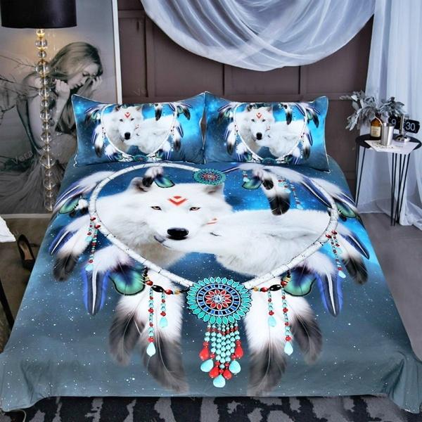 3D Bedding Set New Bedspread 3D Animal Wolf Beast Family Bedroom Single Bed Double Bed Full Size Quilt and Pillowcase Microfiber