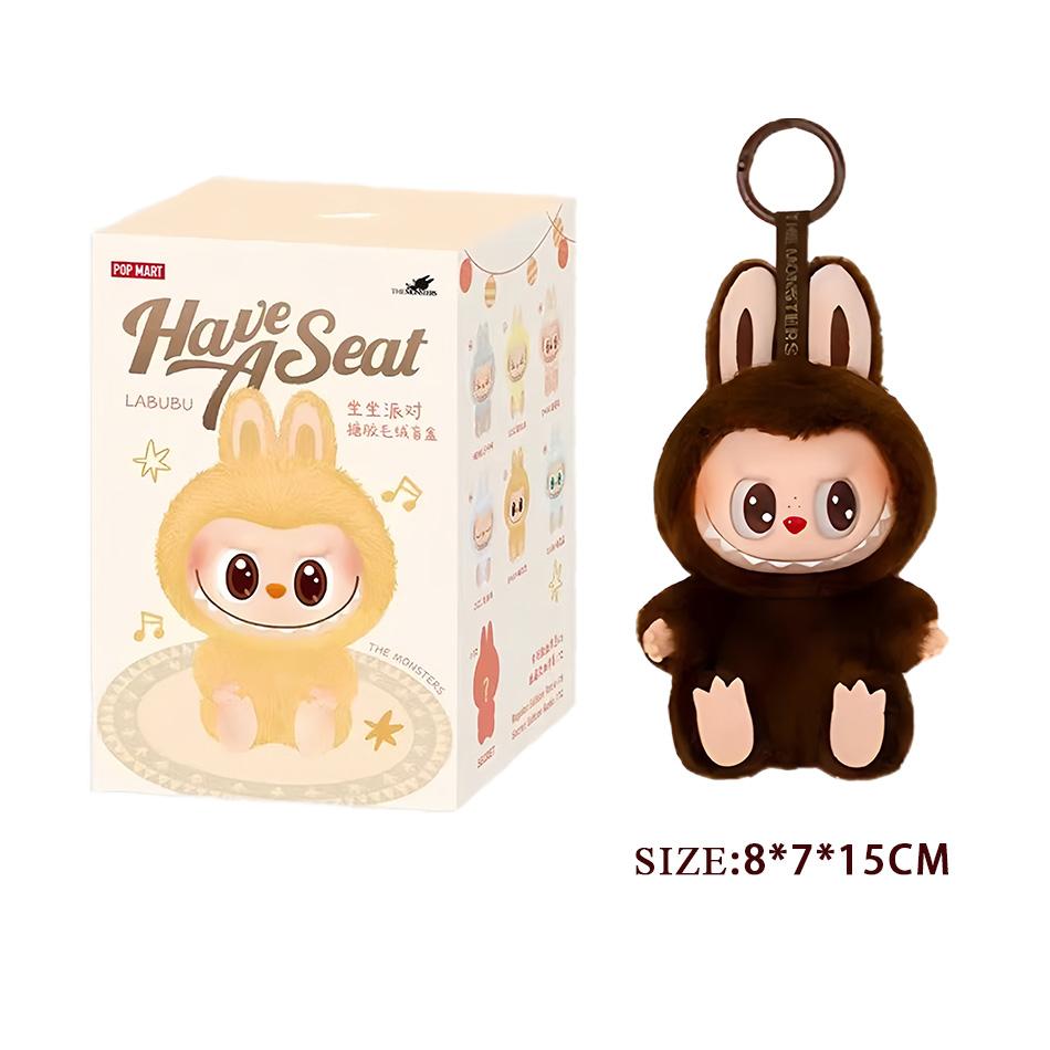 Monsters Labubu Sit-Down Party-serien Hjertevarmende Macaron-dukke Kawai Gjettepose Figurmodell Veske Nøkkelring Samling Deco