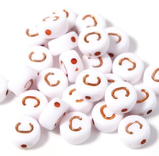 100pcs/lot Acrylic Letter Beads Round Flat Gold Color Alphabet Spacer Beads for DIY Bracelet Necklace Jewelry Making Materials