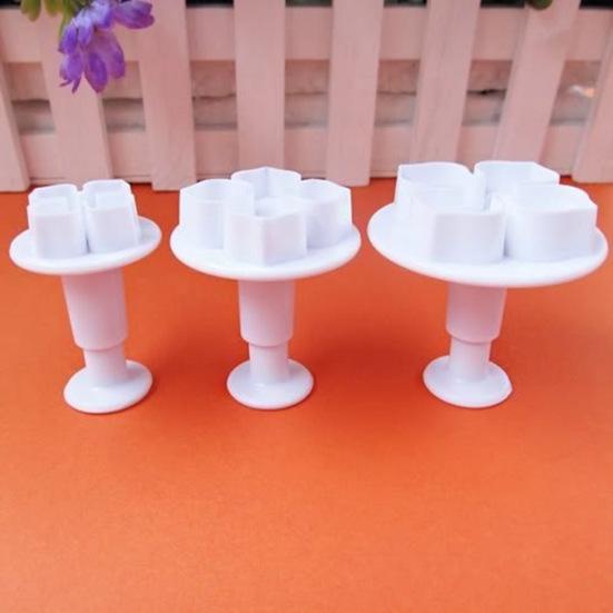 3Pcs Hydrangea Fondant DIY Mold Flower Icing Decorating Cutter Plunger Bakeware