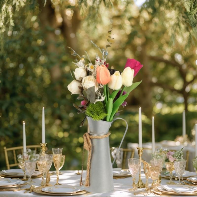 Antique Iron Milk Jugs Flower Vases Vintage Metal Pitcher with Handle For Farmhouses Wedding Home Centerpieces Decors