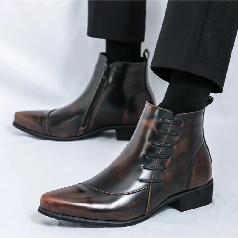 high quality Chelsea mens boots British retro trendy suit Business leather ankle boots for men Comfort knight boots botas hombre