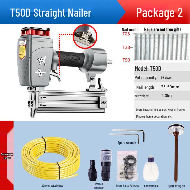 Zhongjie Pneumatic Brad Nailer - No Jam Woodworking Nail & Staple Gun