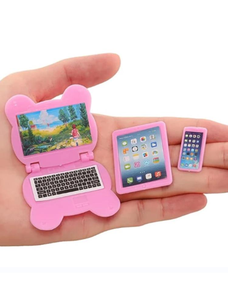 3pcs/Set Dollhouse Mini Item Doll Accessories Cute Kawaii Computer IPad Phone Set Miniature Funny Lifelike Toys
