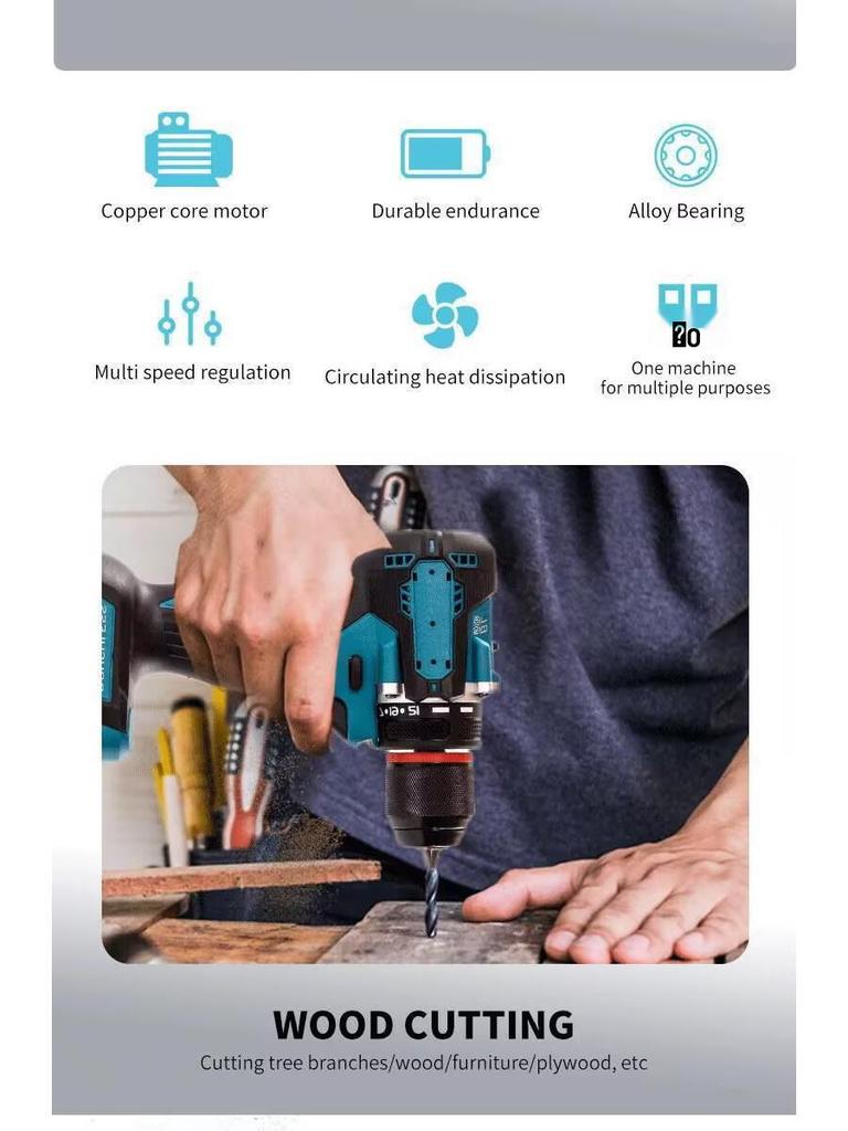 Multifunctional Brushless Hand Drill: High-Power Impact & Portable Screwdriver