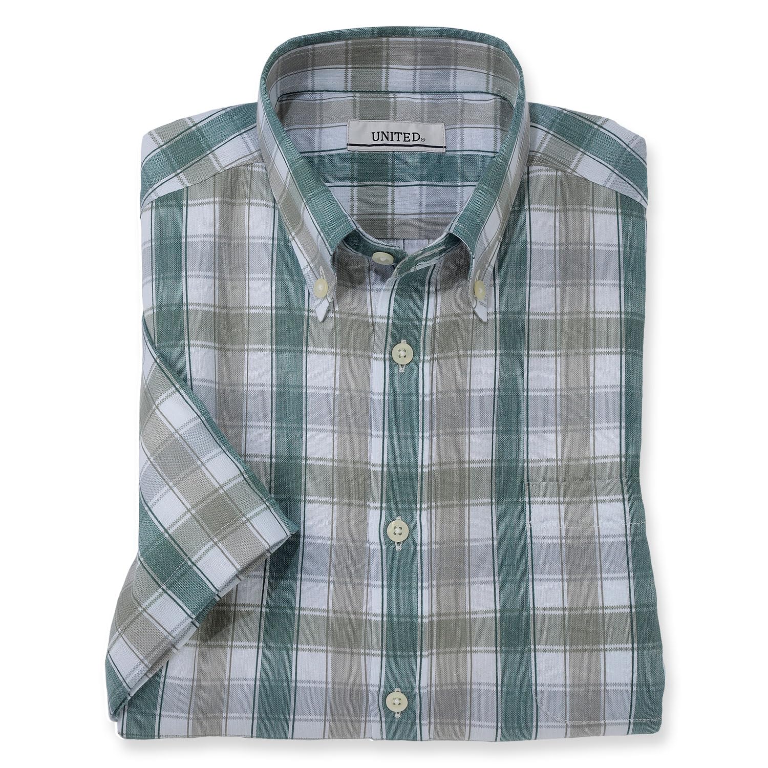 

сделано в Такасима Чидзими Титосэ [UNITED] Рубашка с коротким рукавом, Япония, мужская, на пуговицах, (JP, алфавит, M, зеленый)