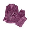 Womens Warm Fleece Pajama Set Long Sleeve Robe Lounge Wear Winter Home Comfort